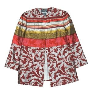 RARE! Vintage LAFAYETTE‎ 148 Brocade Coat Jacket Baroque Strip Metallic Sz 4 P